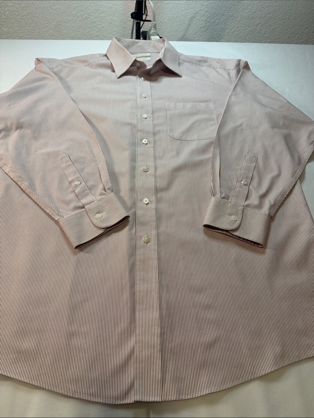 Classic Light Pink Striped Dress Shirt with Point Collar